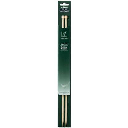 Pair of Clover Takumi bamboo single point knitting needles, 5.0mm