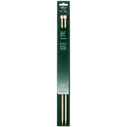 Pair of Clover Takumi bamboo single point knitting needles, 6.0mm
