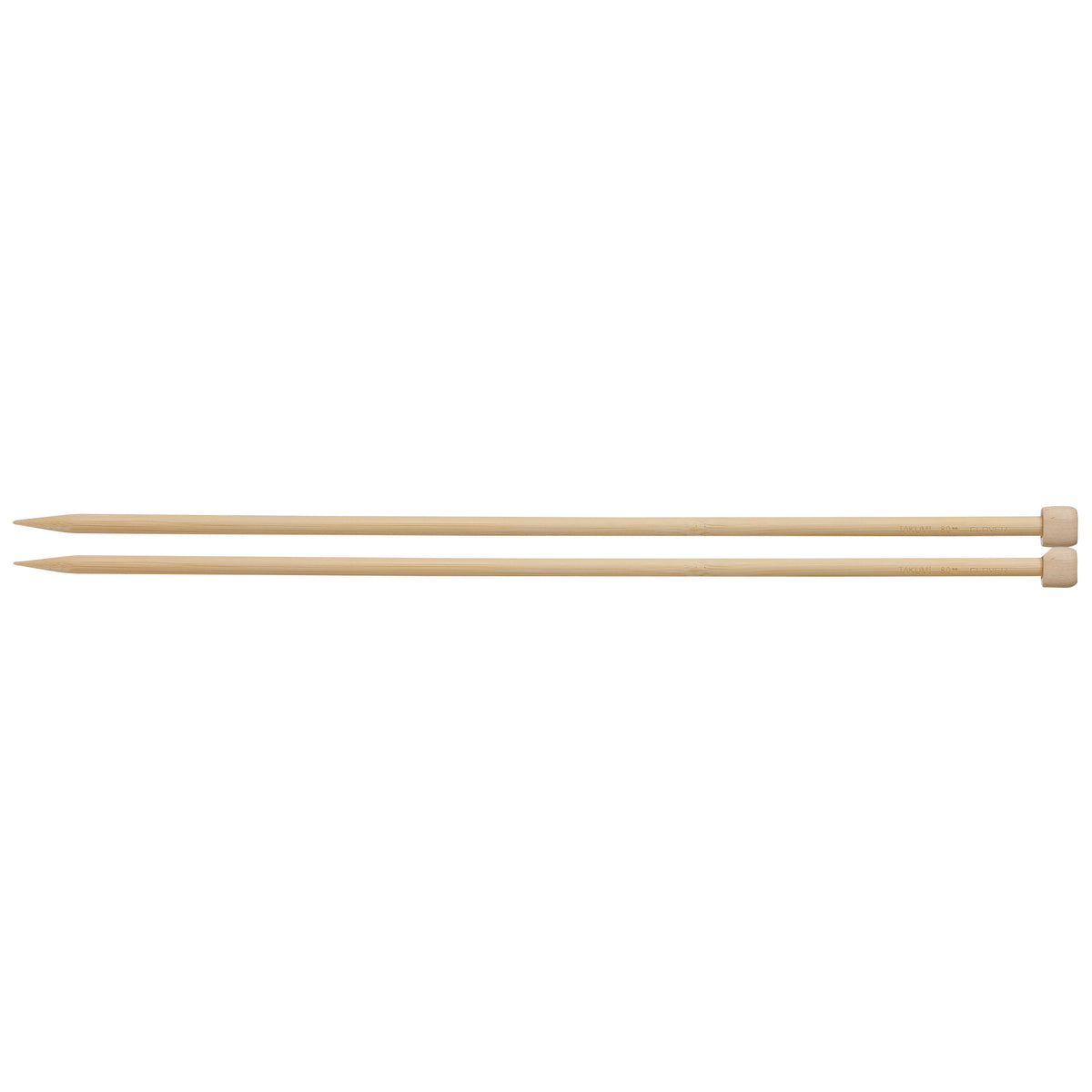 Pair of Clover Takumi bamboo single point knitting needles, 8.0mm