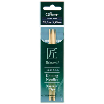 Set of five Clover Takumi bamboo double pointed knitting needles, 2.25mm