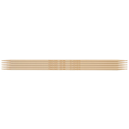 Set of five Clover Takumi bamboo double pointed knitting needles, 2.5mm