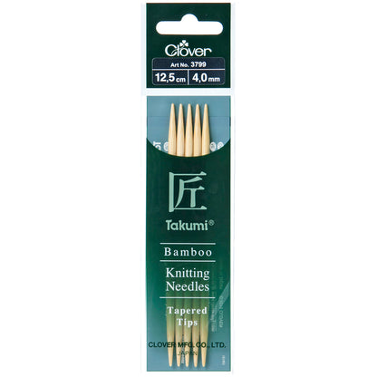 Set of five Clover Takumi bamboo double pointed knitting needles, 4.0mm
