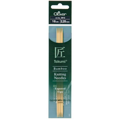 Set of five Clover Takumi bamboo double pointed knitting needles, 2.25mm