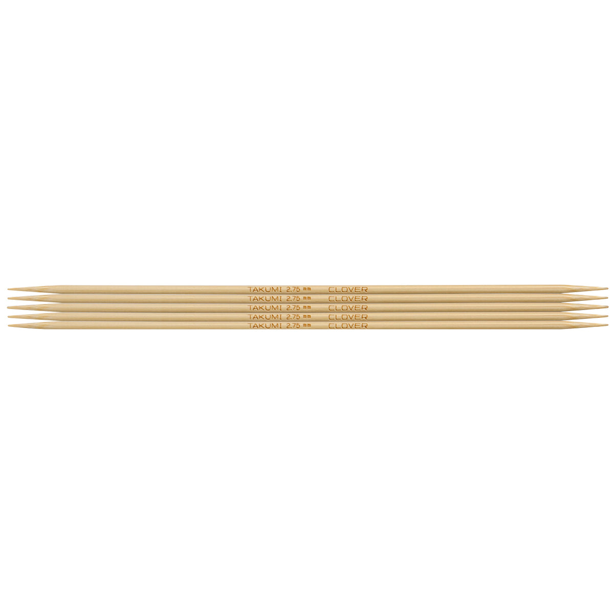 Set of five Clover Takumi bamboo double pointed knitting needles, 2.75mm