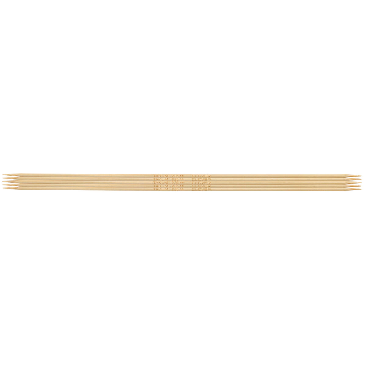 Set of 5 Clover Takumi bamboo double pointed knitting needles, 20cm, 2.25mm