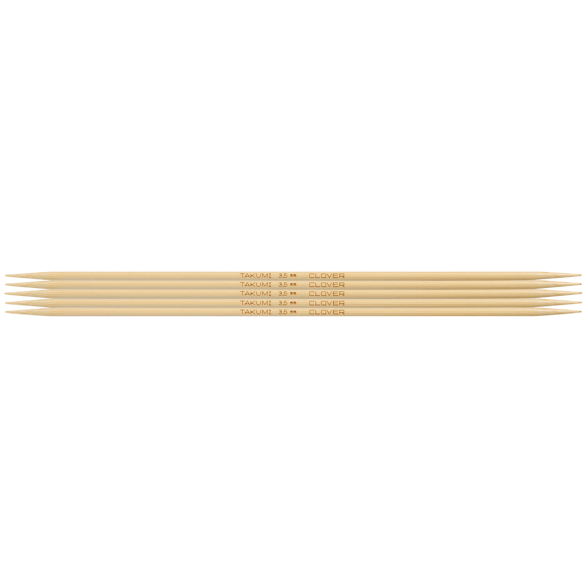 Set of 5 Clover Takumi bamboo double pointed knitting needles, 20cm, 3.5mm