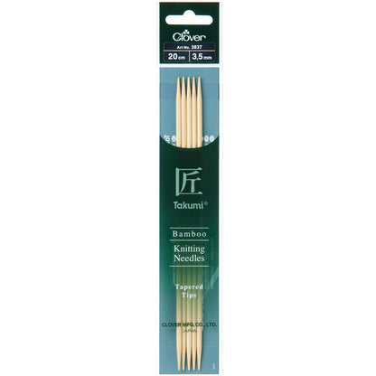 Set of 5 Clover Takumi bamboo double pointed knitting needles, 20cm, 3.5mm