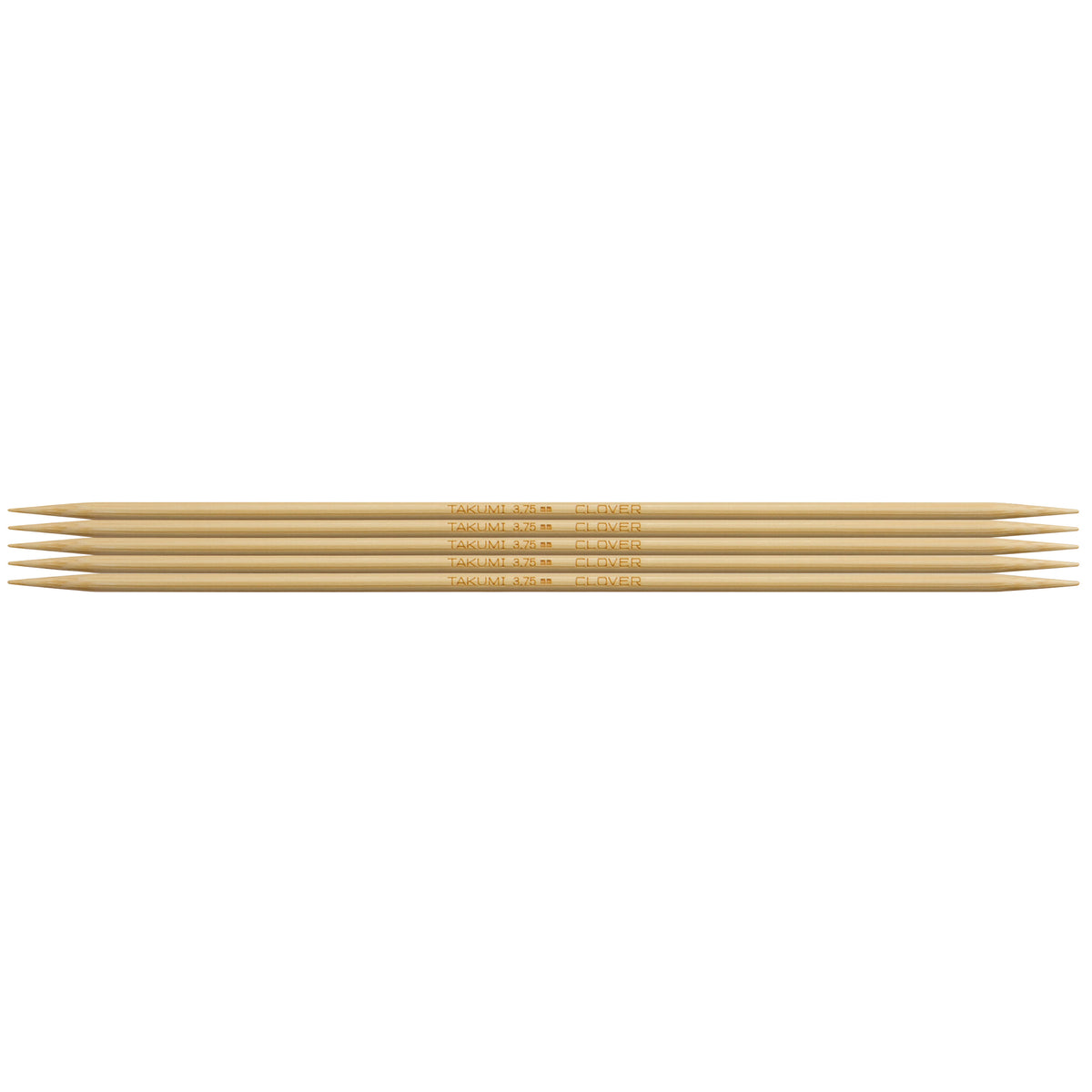 Set of 5 Clover Takumi bamboo double pointed knitting needles, 20cm, 3.75mm