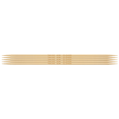 Set of 5 Clover Takumi bamboo double pointed knitting needles, 20cm, 4mm