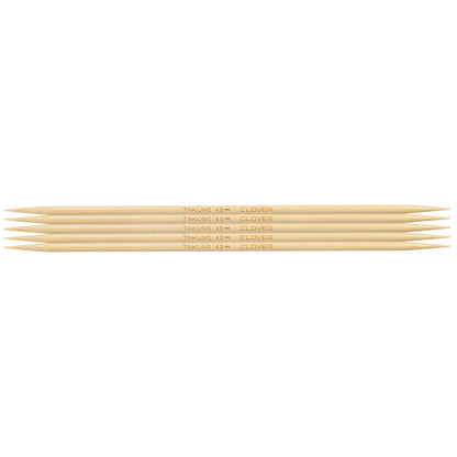 Set of 5 Clover Takumi bamboo double pointed knitting needles, 20cm, 4.5mm