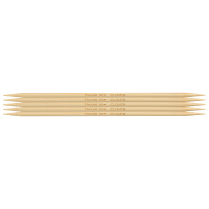 Set of 5 Clover Takumi bamboo double pointed knitting needles, 20cm, 5mm