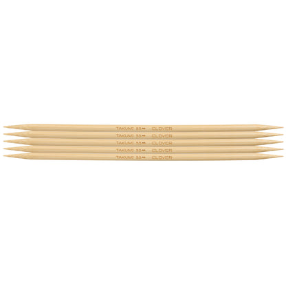 Set of 5 Clover Takumi bamboo double pointed knitting needles, 20cm, 5.5mm