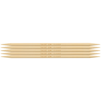 Set of 5 Clover Takumi bamboo double pointed knitting needles, 20cm, 6.5mm