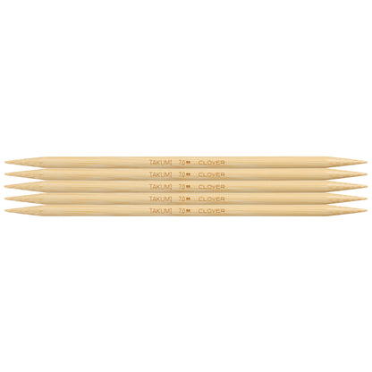 Set of 5 Clover Takumi bamboo double pointed knitting needles, 20cm, 7mm