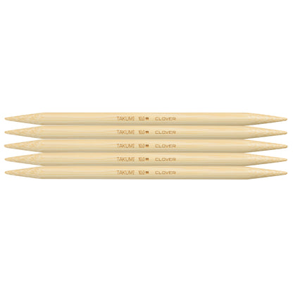 Set of 5 Clover Takumi bamboo double pointed knitting needles, 20cm, 10mm