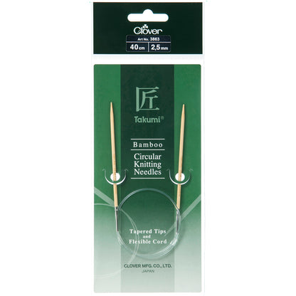 Clover Takumi bamboo fixed circular knitting needle, 40cm, 2.5mm