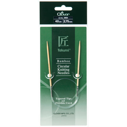 Clover Takumi bamboo fixed circular knitting needle, 40cm, 2.75mm
