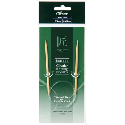 Clover Takumi bamboo fixed circular knitting needle, 40cm, 3.75mm