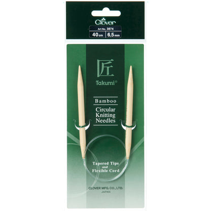 Clover Takumi bamboo fixed circular knitting needle, 40cm, 6.5mm