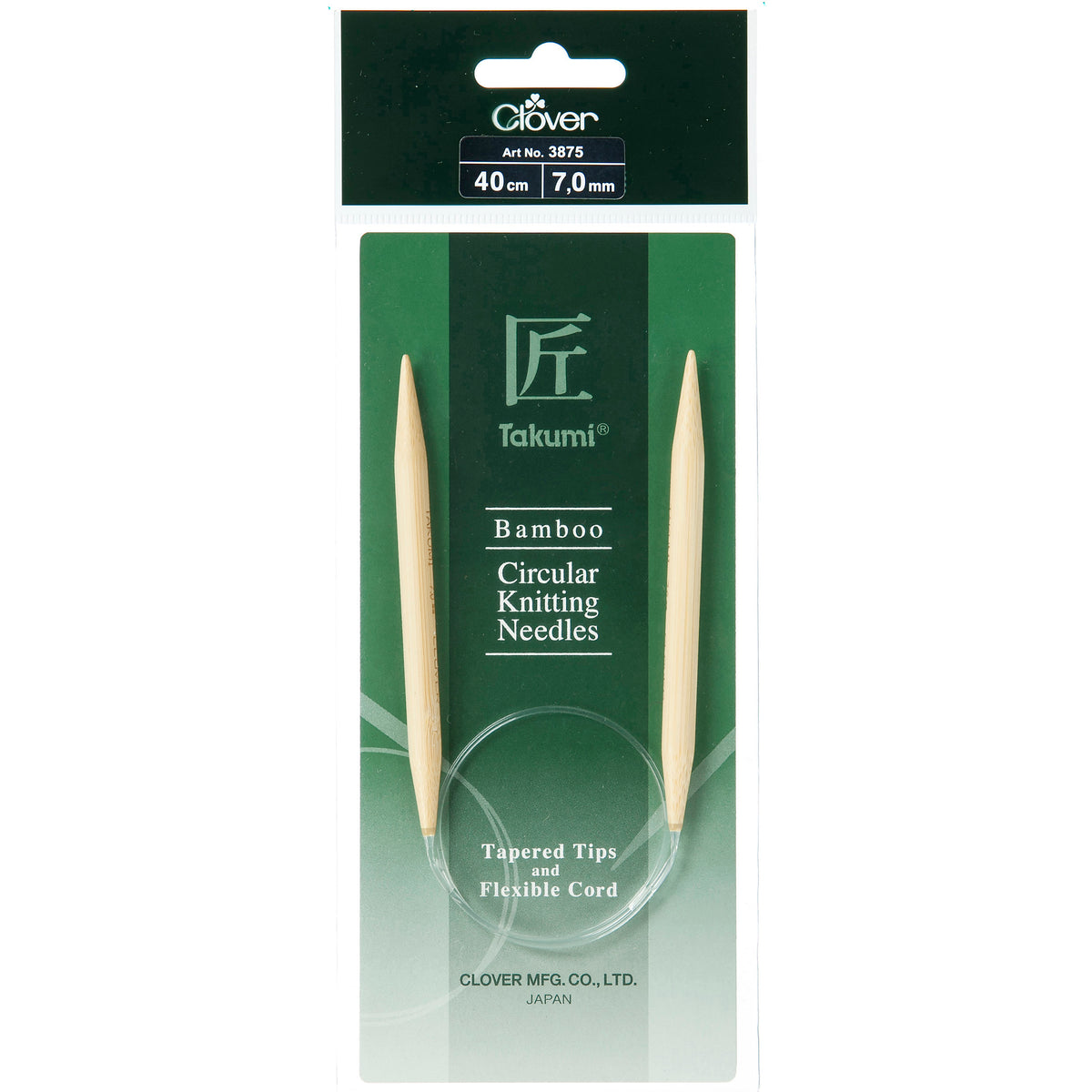 Clover Takumi bamboo fixed circular knitting needle, 40cm, 7mm