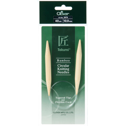 Clover Takumi bamboo fixed circular knitting needle, 40cm, 10mm