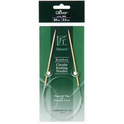Clover Takumi bamboo fixed circular knitting needle, 2.5mm, 60cm