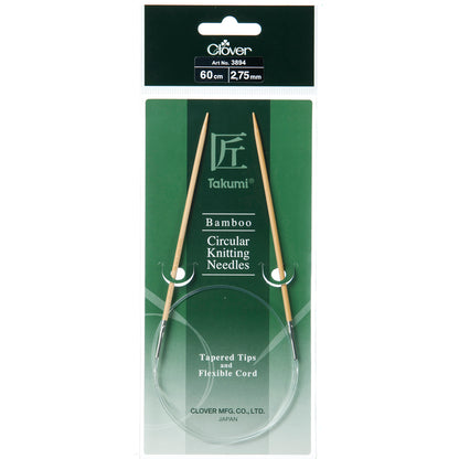 Clover Takumi bamboo fixed circular knitting needle, 2.75mm, 60cm