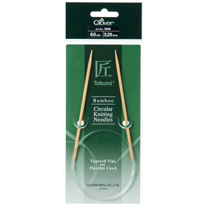 Clover Takumi bamboo fixed circular knitting needle, 3.25mm, 60cm