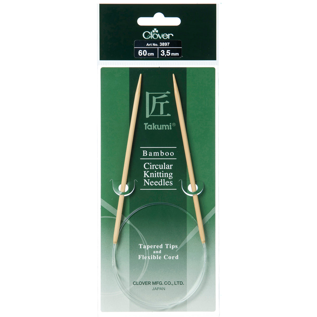 Clover Takumi bamboo fixed circular knitting needle, 3.5mm, 60cm