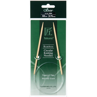 Clover Takumi bamboo fixed circular knitting needle, 3.75mm, 60cm