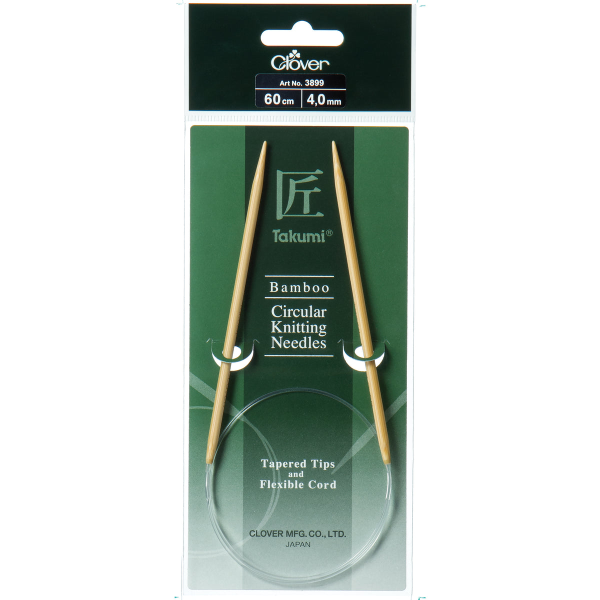 Clover Takumi bamboo fixed circular knitting needle, 4mm, 60cm