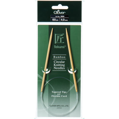Clover Takumi bamboo fixed circular knitting needle, 4mm, 60cm