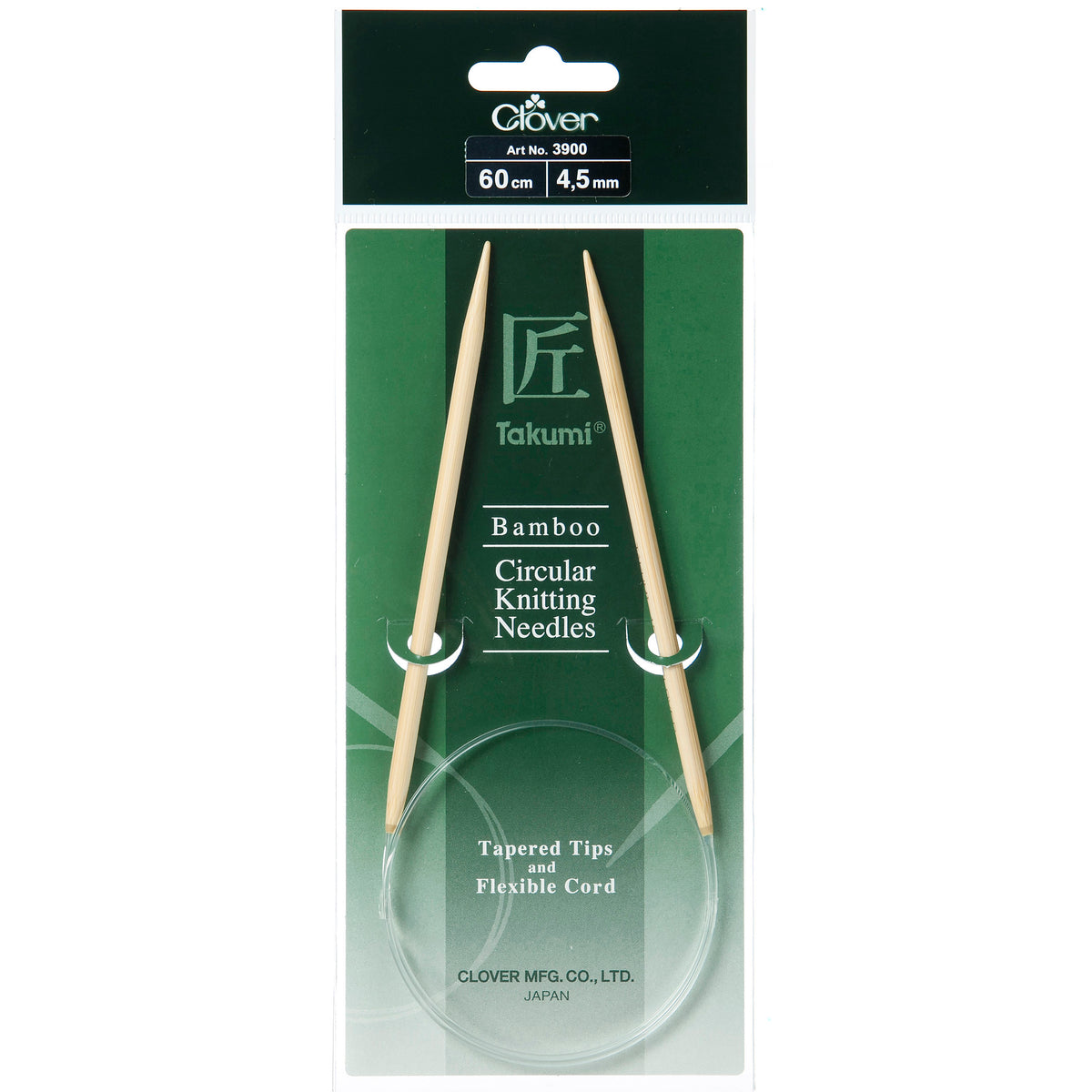 Clover Takumi bamboo fixed circular knitting needle, 4.5mm, 60cm