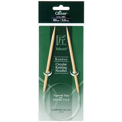 Clover Takumi bamboo fixed circular knitting needle, 5mm, 60cm