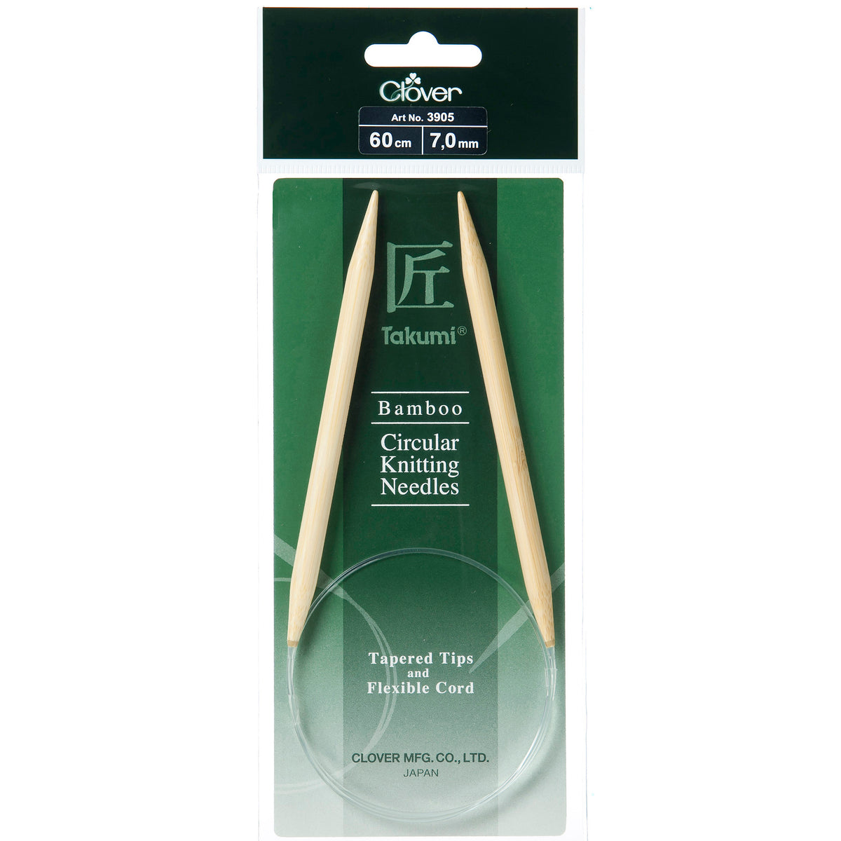 Clover Takumi bamboo fixed circular knitting needle, 7mm, 60cm
