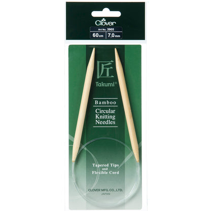 Clover Takumi bamboo fixed circular knitting needle, 7mm, 60cm