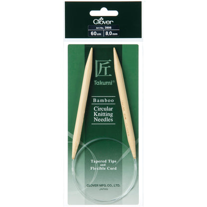 Clover Takumi bamboo fixed circular knitting needle, 8mm, 60cm