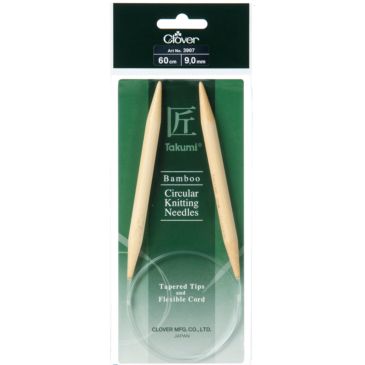 Clover Takumi bamboo fixed circular knitting needle, 9mm, 60cm