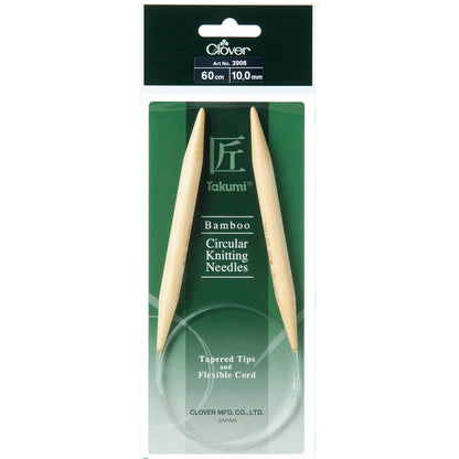 Clover Takumi bamboo fixed circular knitting needle, 10mm, 60cm