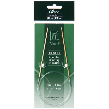 Clover Takumi bamboo fixed circular knitting needle, 2mm, 80cm