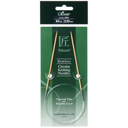 Clover Takumi bamboo fixed circular knitting needle, 2.25mm, 80cm