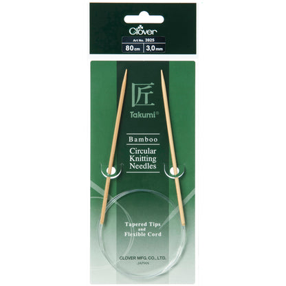 Clover Takumi bamboo fixed circular knitting needle, 3mm, 80cm