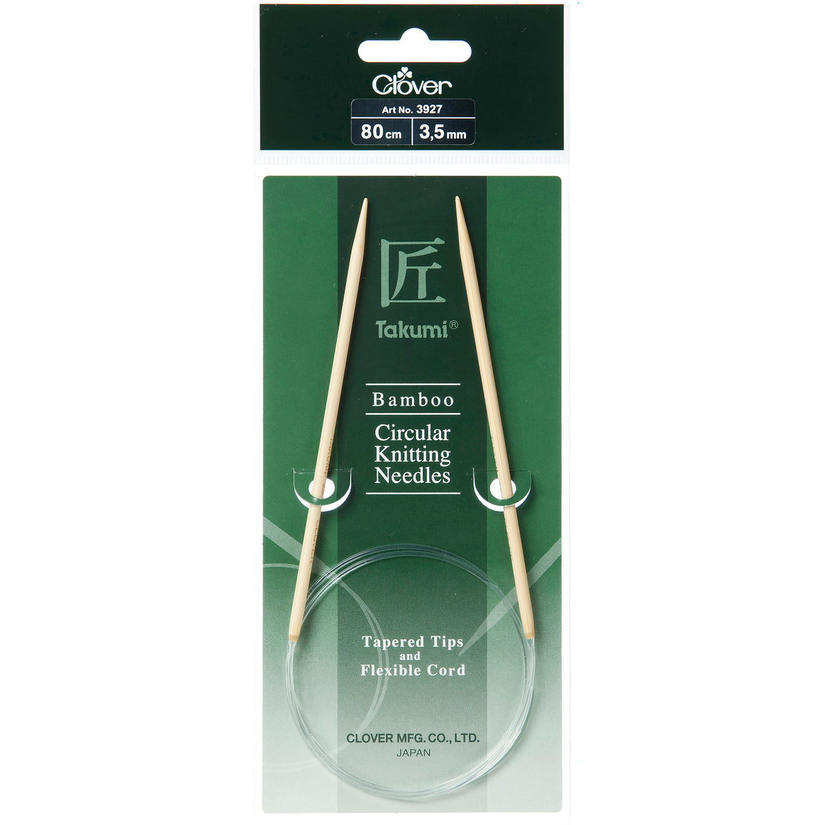 Clover Takumi bamboo fixed circular knitting needle, 3.5mm, 80cm