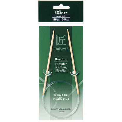 Clover Takumi bamboo fixed circular knitting needle, 3.5mm, 80cm