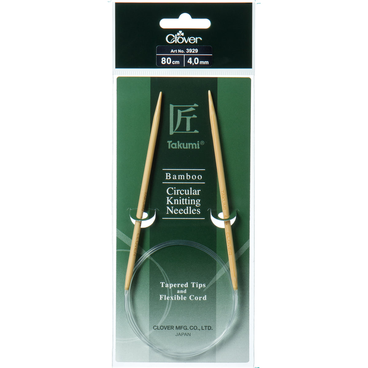 Clover Takumi bamboo fixed circular knitting needle, 4mm, 80cm