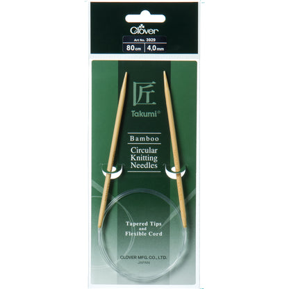 Clover Takumi bamboo fixed circular knitting needle, 4mm, 80cm
