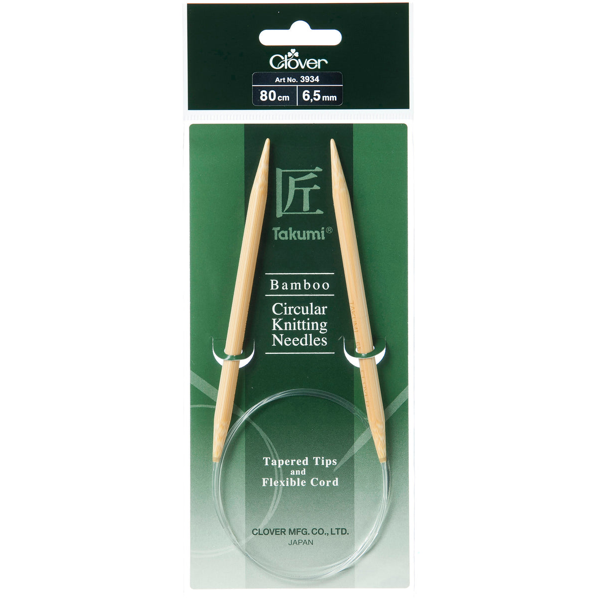 Clover Takumi bamboo fixed circular knitting needle, 6.5mm, 80cm