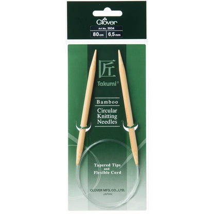 Clover Takumi bamboo fixed circular knitting needle, 6.5mm, 80cm