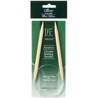Clover Takumi bamboo fixed circular knitting needle, 8mm, 80cm