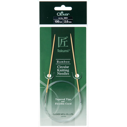 Clover Takumi bamboo fixed circular knitting needle, 2mm, 100cm